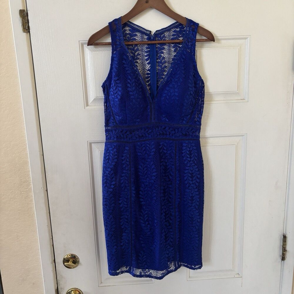 NWT Babydoll Floral Womens Midi Dress Hoco Lace Sheer Size Large Romantic‎ - Picture 2 of 12